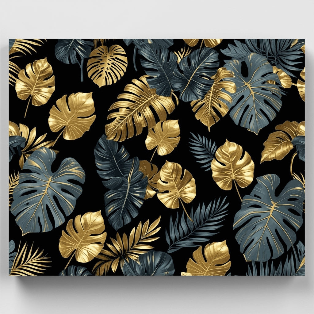 Hojas doradas tropicales - Kit de pintura por números — Estándar