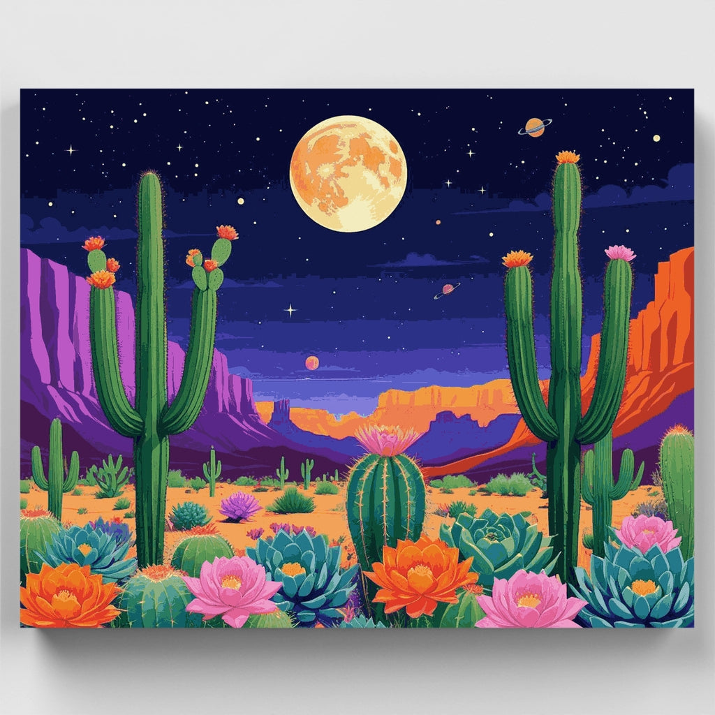Kit de pintura por números - Flores nocturnas del desierto — Estándar