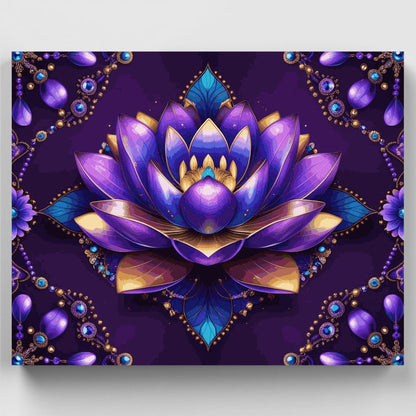 Mystical Purple Lotus Mandala - Paint by Numbers Kit