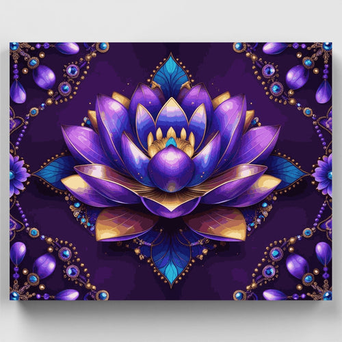 Mystical Purple Lotus Mandala - Paint by Numbers Kit