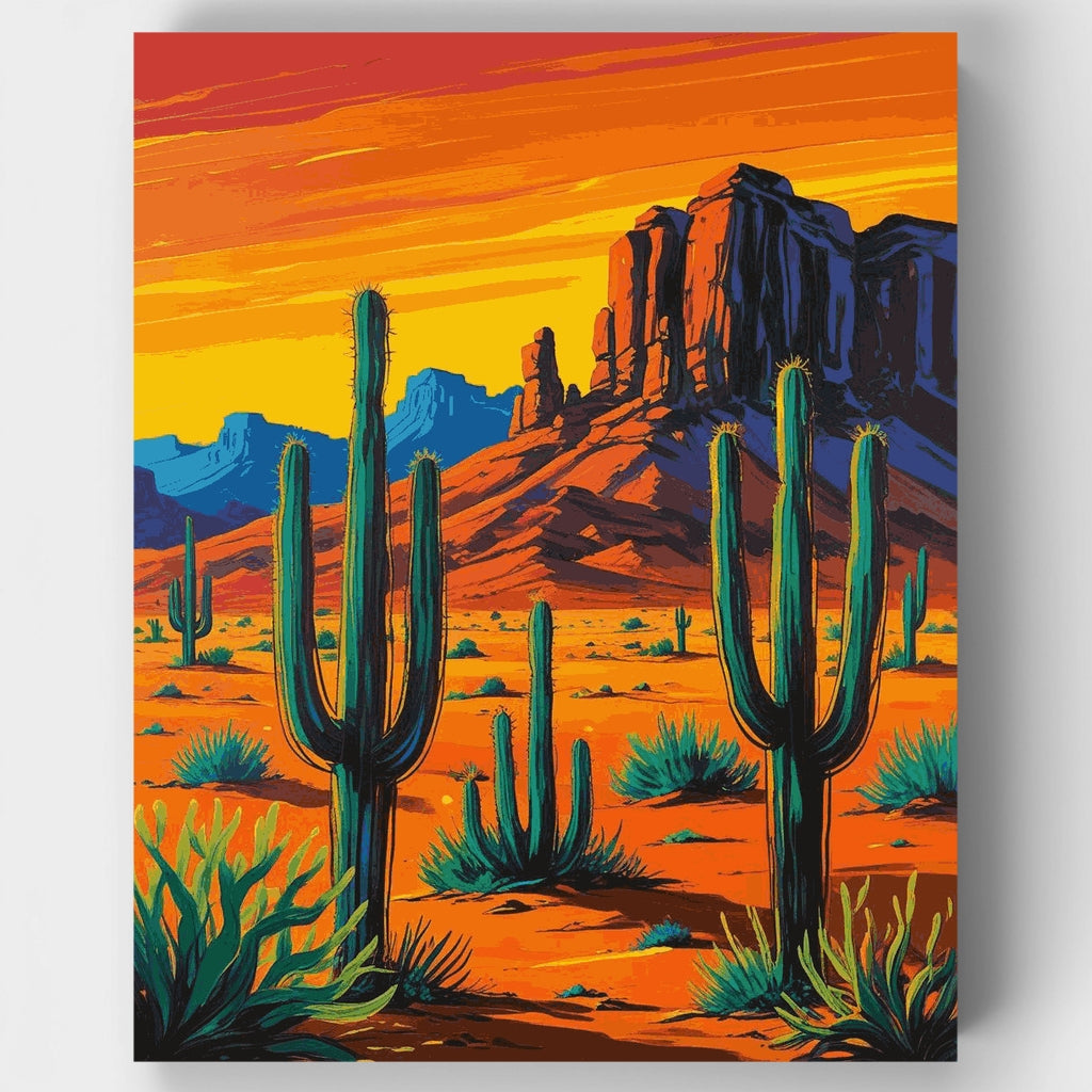 Paisaje de mesa en el desierto del suroeste - Kit de pintura por números — Estándar