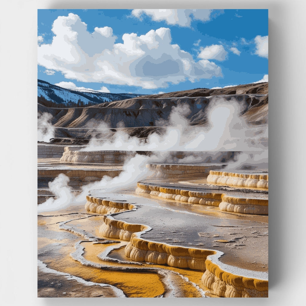 Terrazas de aguas termales de Yellowstone - Kit de pintura por números — Estándar