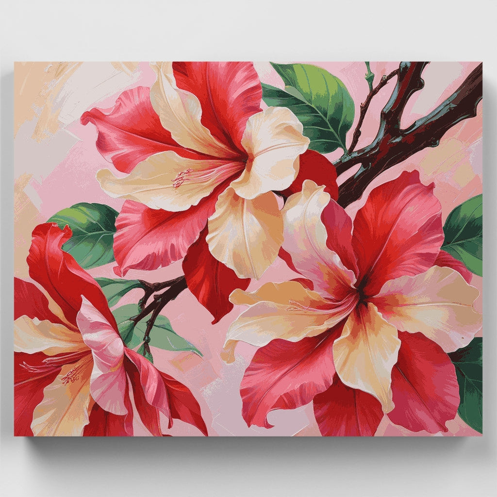 Kit de pintura por números - Flores de hibisco tropical — Estándar