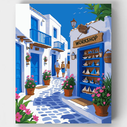 Greek Island Village Workshop - Paint by Numbers Kit