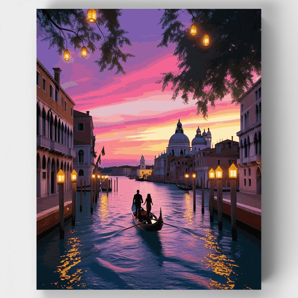 Romance en góndola en Venecia al atardecer - Kit de pintura por números — Estándar