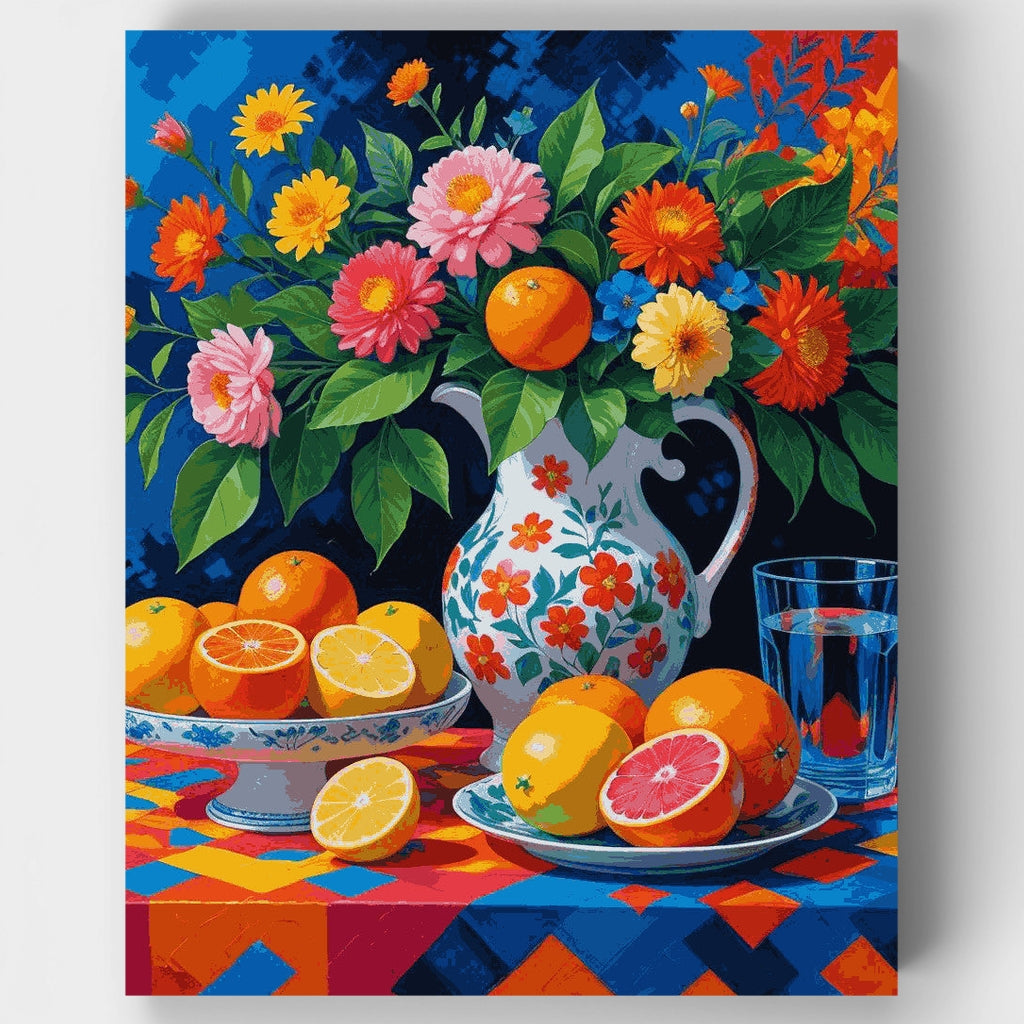 Cítricos y flores vibrantes - Kit de pintura por números — Estándar
