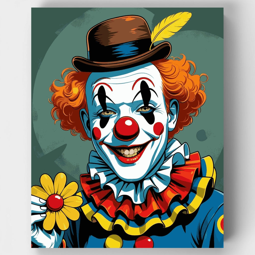 Payaso vintage con flor - Kit de pintura por números — Estándar
