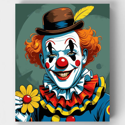 Vintage Clown with Flower - Paint by Numbers Kit