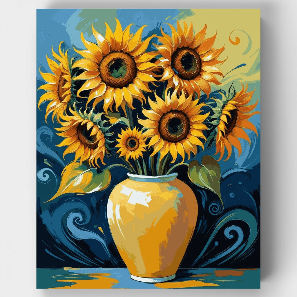 Girasoles vibrantes en florero - Kit de pintura por números — Estándar