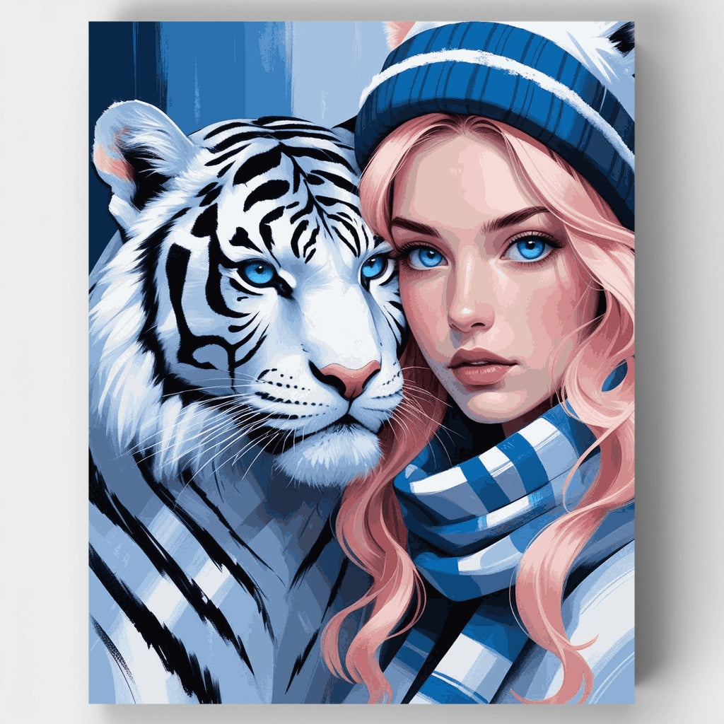 Tigre blanco y belleza invernal - Kit de pintura por números — Estándar