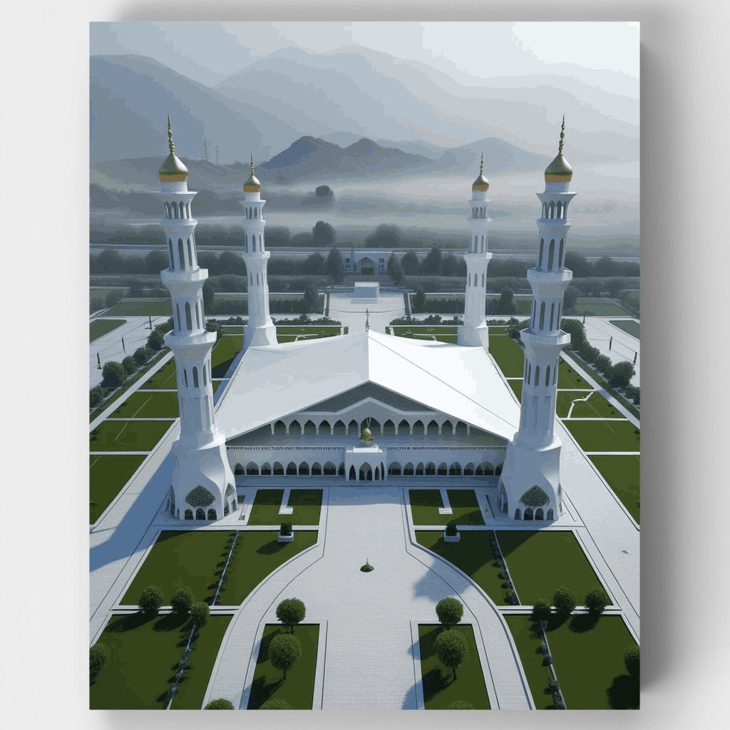 Gran Mezquita con fondo montañoso - Kit de pintura por números — Estándar