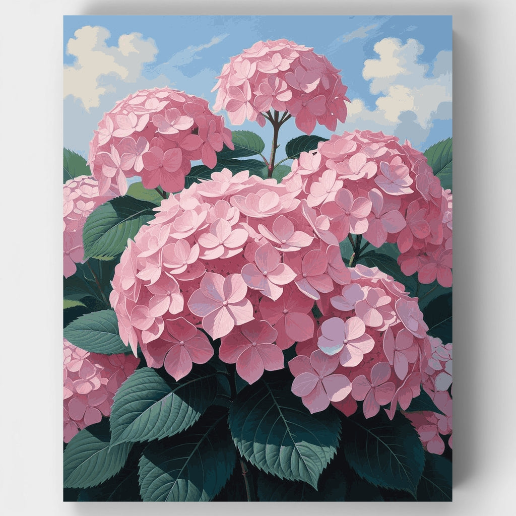 Hortensias rosas en flor - Kit de pintura por números — Estándar