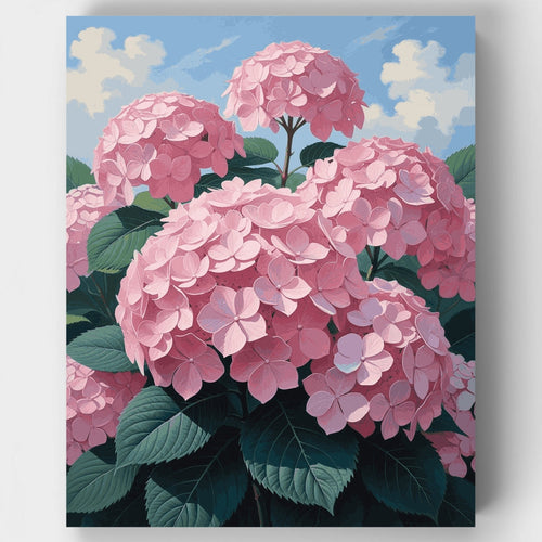 Pink Hydrangeas in Bloom - Paint by Numbers Kit