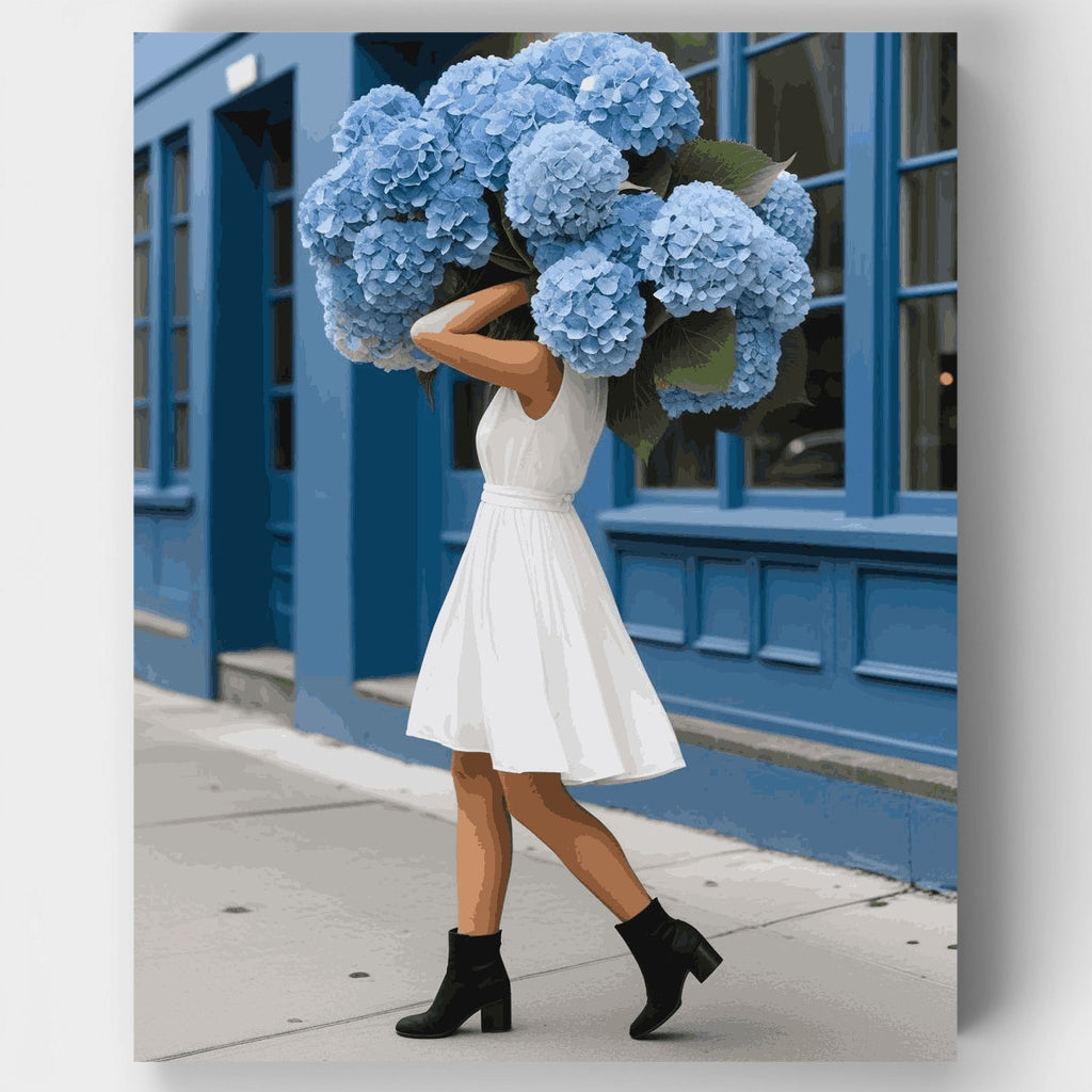 Ramo de hortensias azules - Kit de pintura por números — Estándar