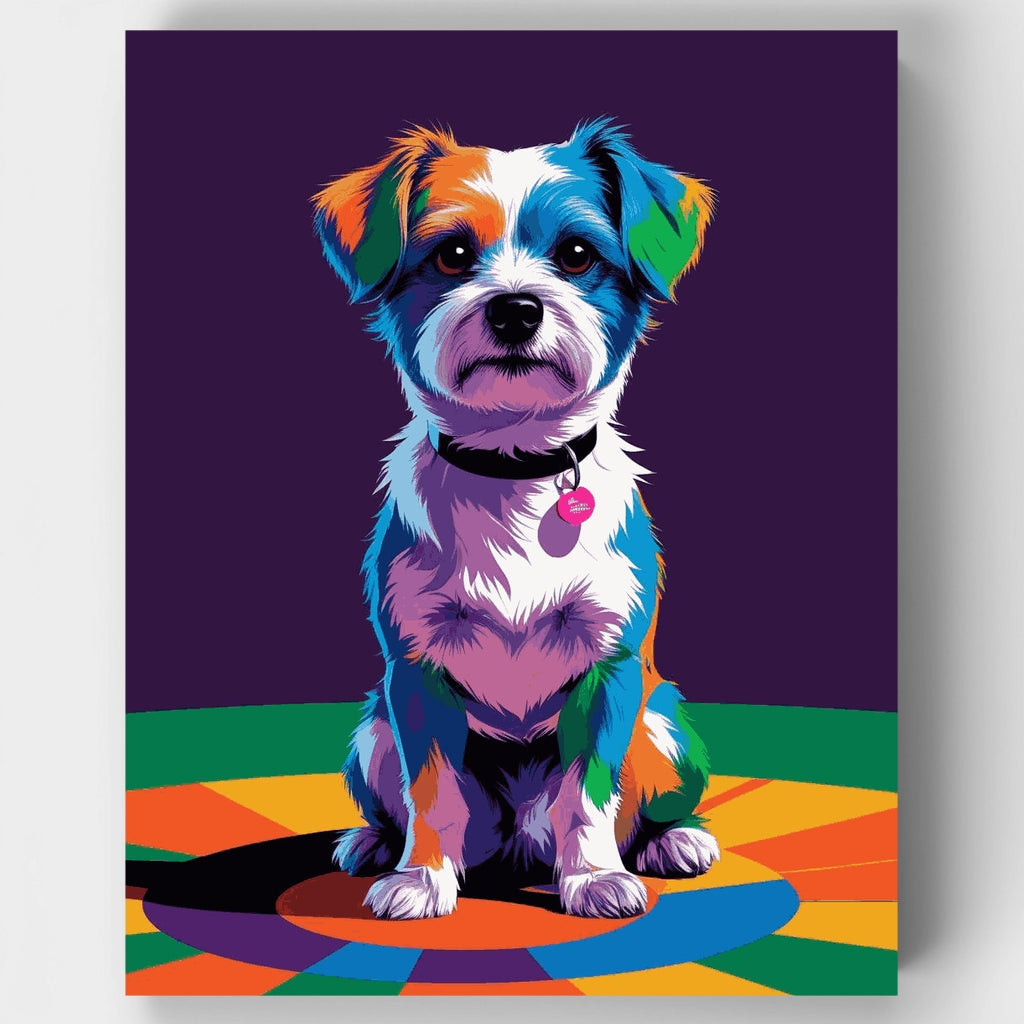 Retrato de perro estilo arte pop colorido - Kit de pintura por números — Estándar