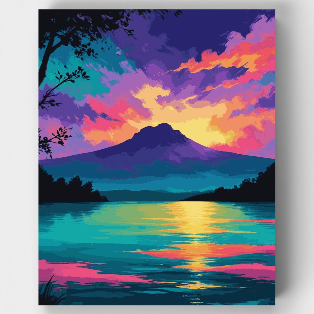 Atardecer en la montaña tropical - Kit de pintura por números — Estándar