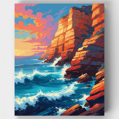Coastal Sunset Cliffs - Paint by Numbers Kit