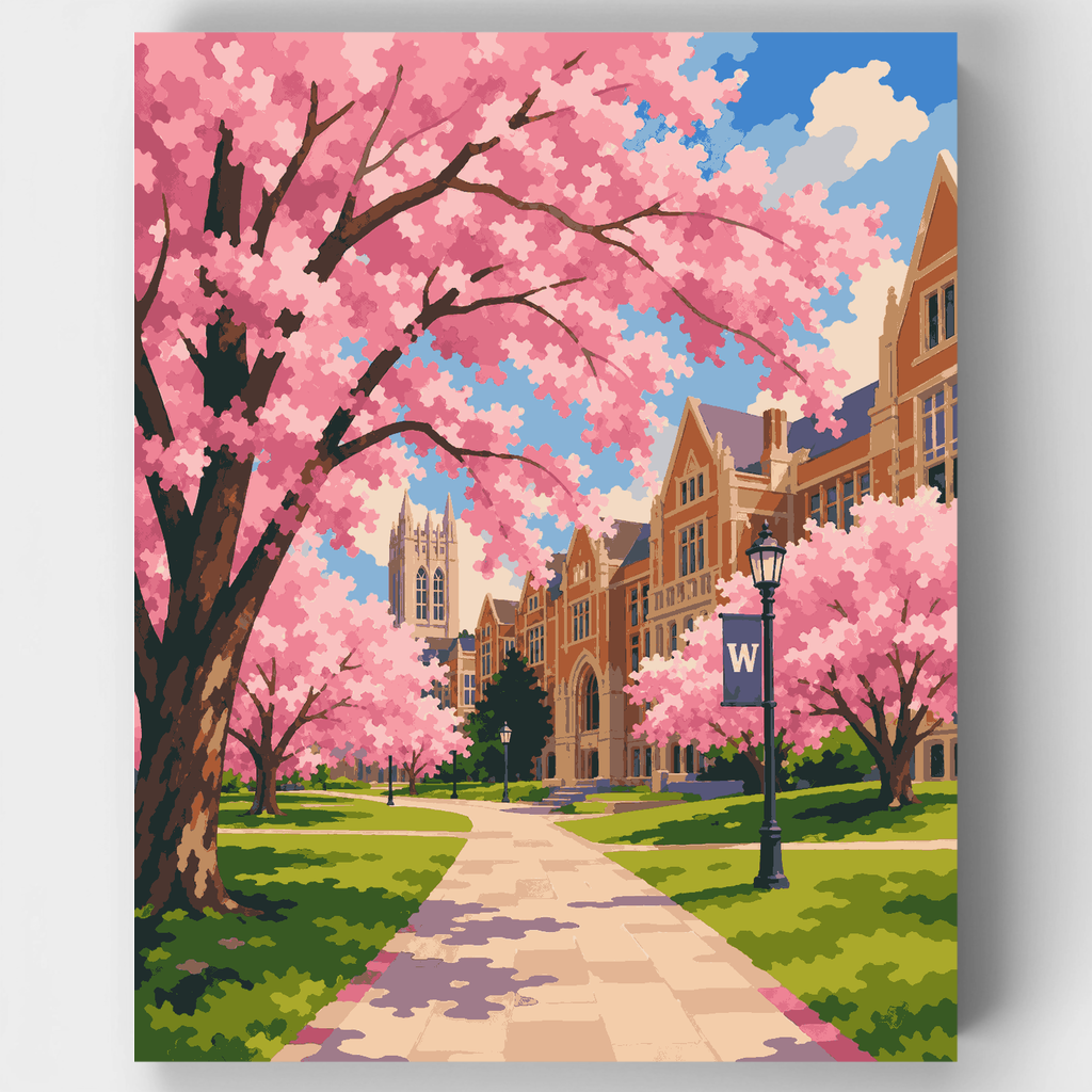 Cerezos en flor de la UW - Kit de pintura por números — Estándar