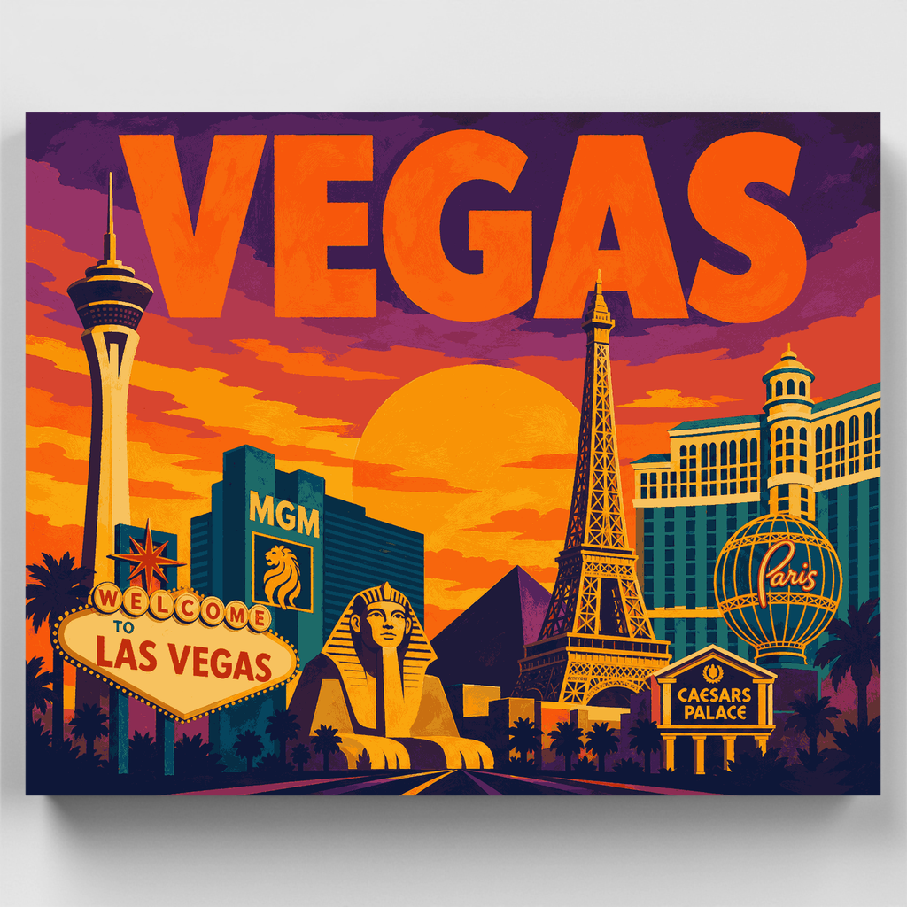 Kit de pintura por números: Atardecer en el Strip de Las Vegas — Estándar
