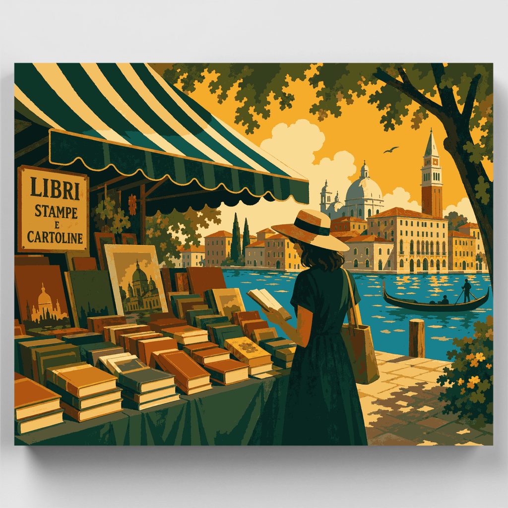 Puesto de libros veneciano - Kit de pintura por números — Estándar