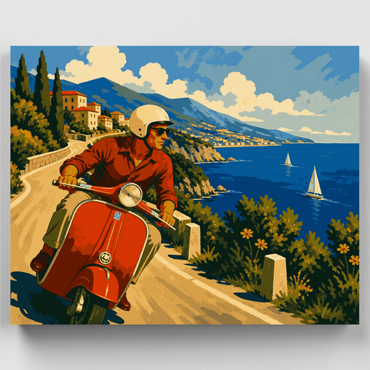 Vespa Coastal Curve - Paint by Numbers Kit