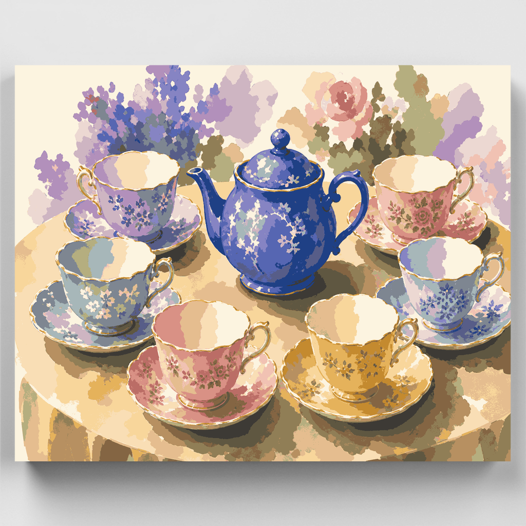 Juego de té victoriano - Kit de pintura por números — Estándar