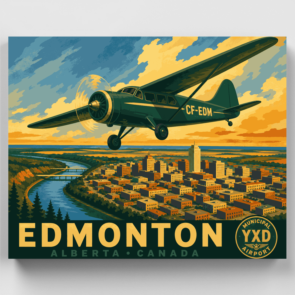 Avión clásico sobre Edmonton - Kit de pintura por números — Estándar