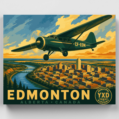Vintage Airplane Over Edmonton - Paint by Numbers Kit