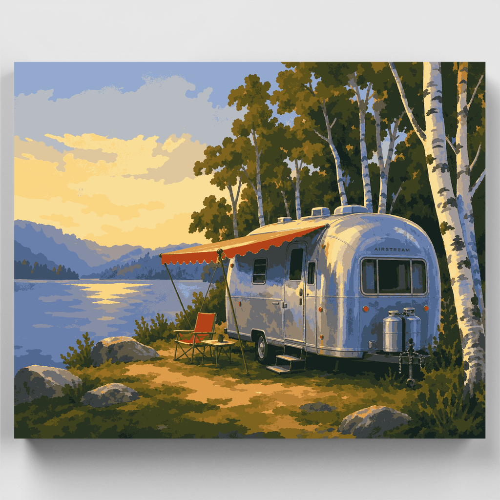 Vintage Airstream by the Lake - Paint by Numbers Kit