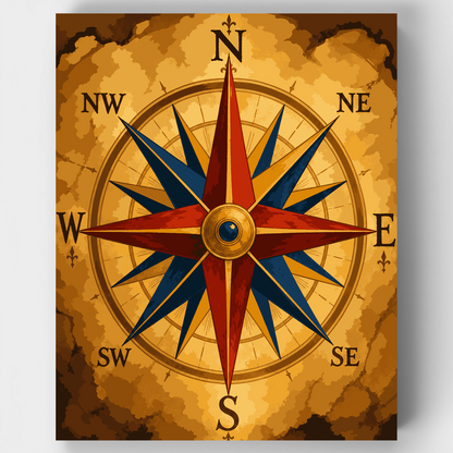 Vintage Compass Rose - Paint by Numbers Kit
