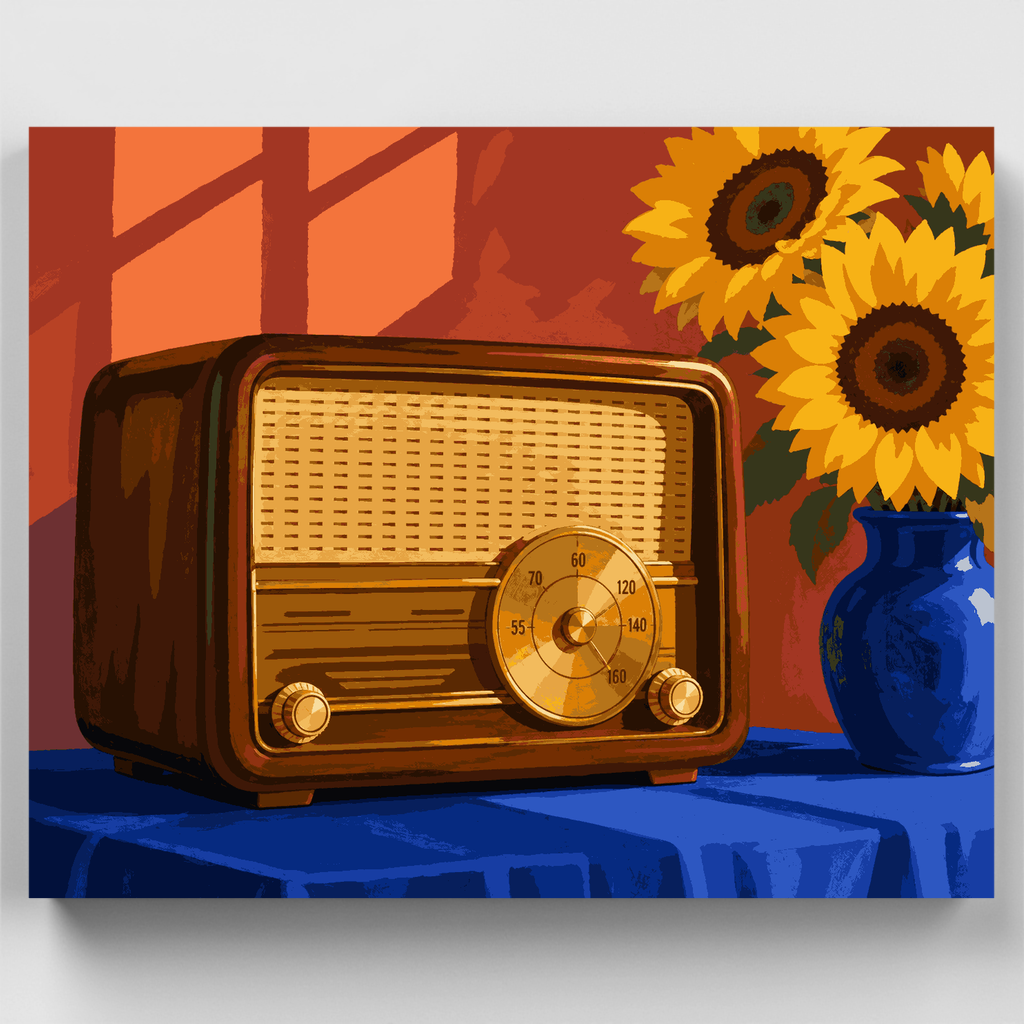 Vintage Radio & Sunflowers - Paint by Numbers Kit