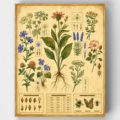 Vintage Wildflower Field Guide - Paint by Numbers Kit