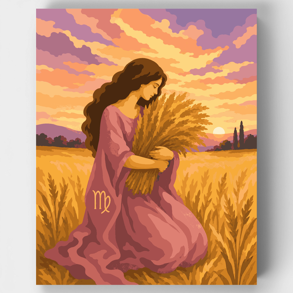 Kit de pintura por números: Cosecha de trigo de Virgo — Estándar