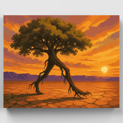 Walking Tree at Sunset - Paint by Numbers Kit