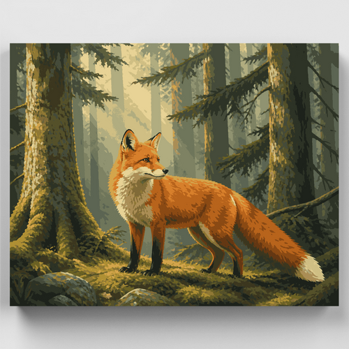 Watchful Fox in Spruce Light - Paint by Numbers Kit
