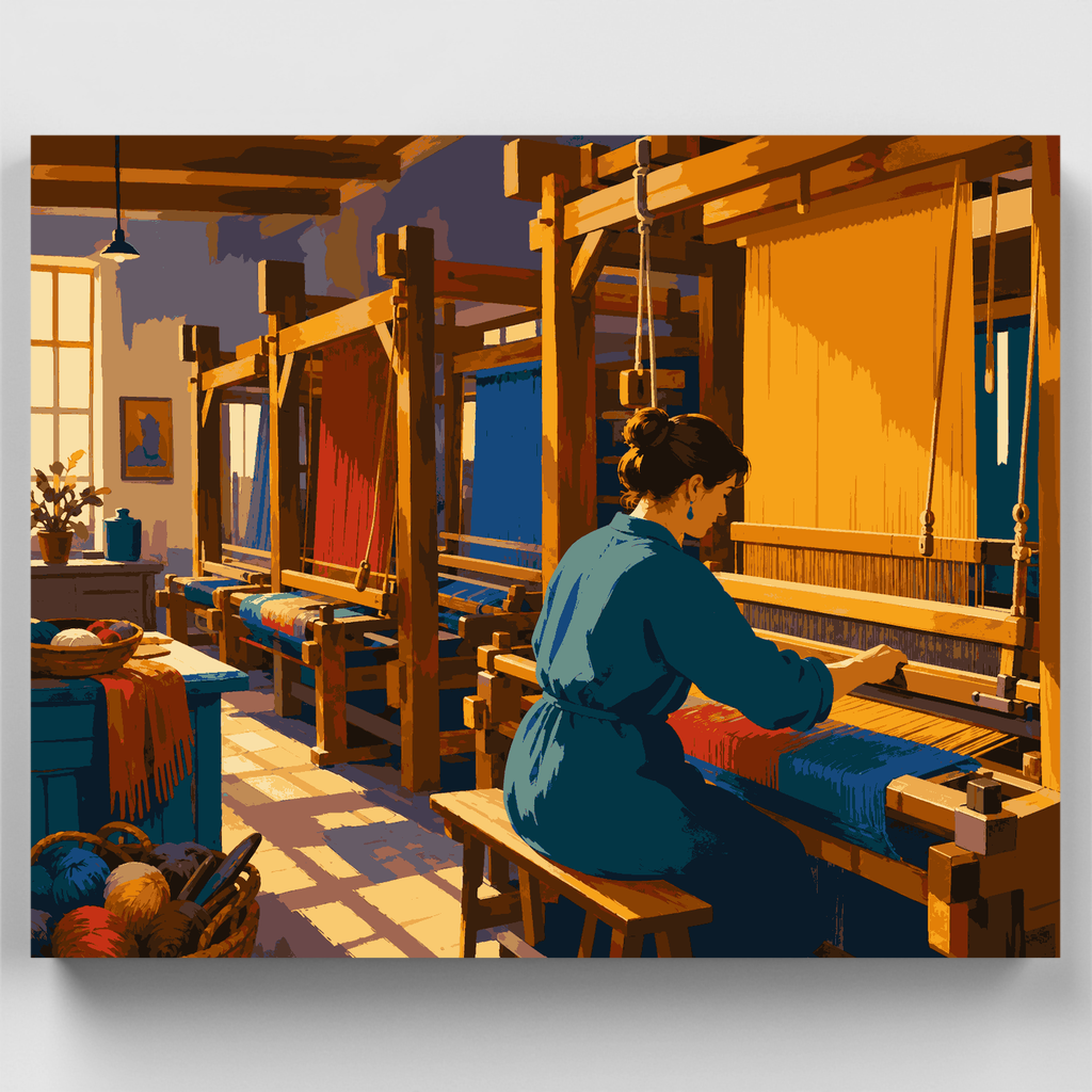 Tejedora en el telar - Kit de pintura por números — Estándar