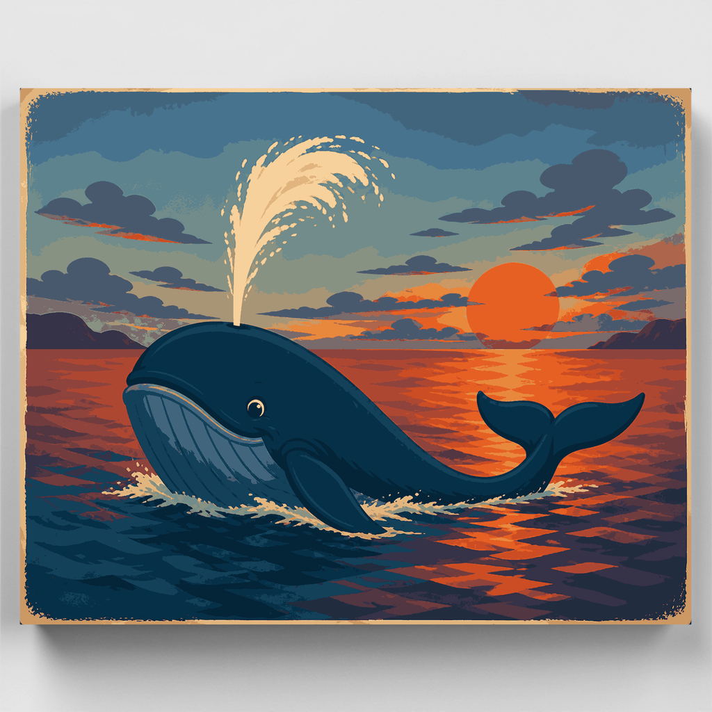 Kit de pintura por números - El chorro del atardecer de la ballena — Estándar