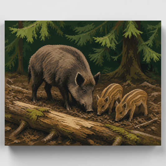 Wild Boar Family - Paint by Numbers Kit