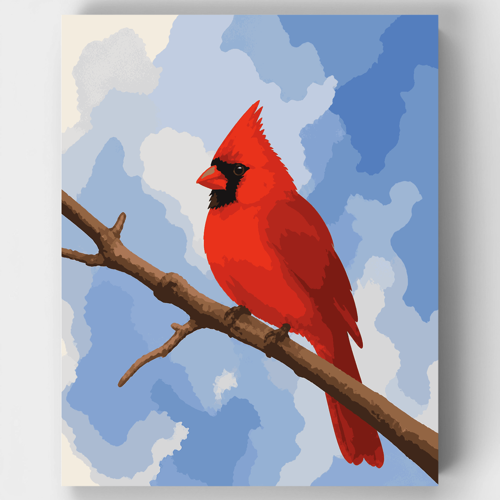 Silueta de cardenal en invierno - Kit de pintura por números — Estándar