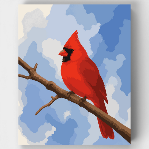 Winter Cardinal Silhouette - Paint by Numbers Kit