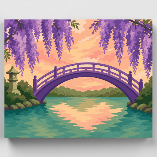 Wisteria Garden Bridge at Sunset - Paint by Numbers Kit