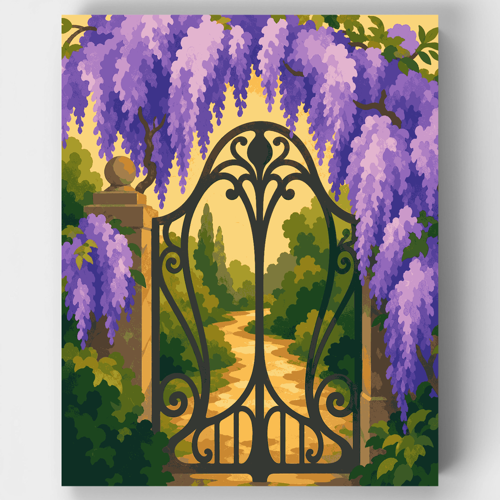 Kit de pintura por números - Puerta del jardín de glicinias — Estándar