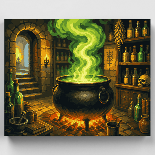 Witch's Bubbling Cauldron - Paint by Numbers Kit