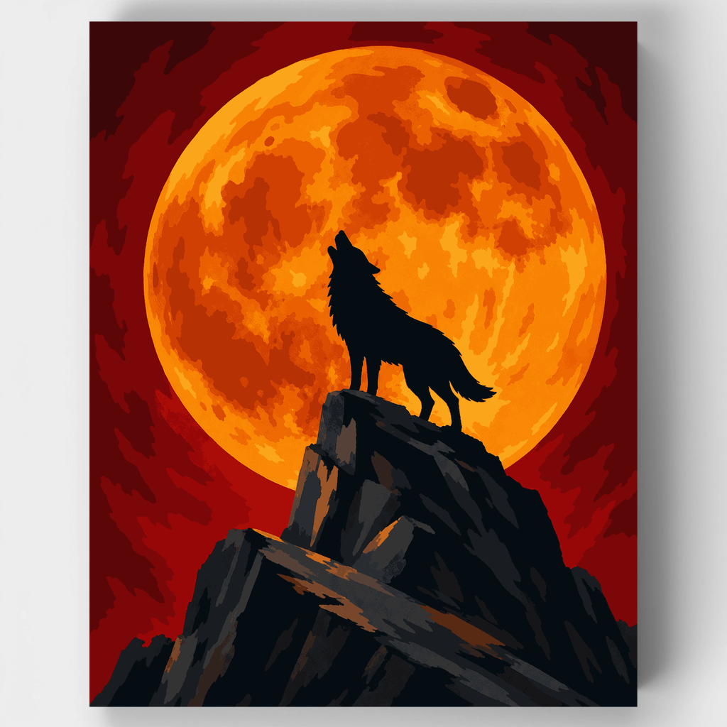 Wolf Howling Moon - Paint by Numbers Kit