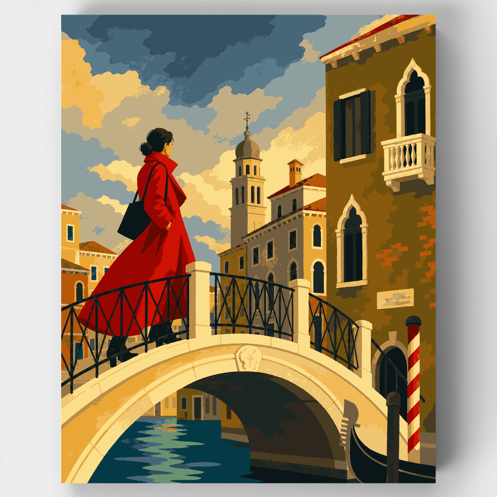 Mujer con abrigo rojo - Kit de pintura por números — Estándar