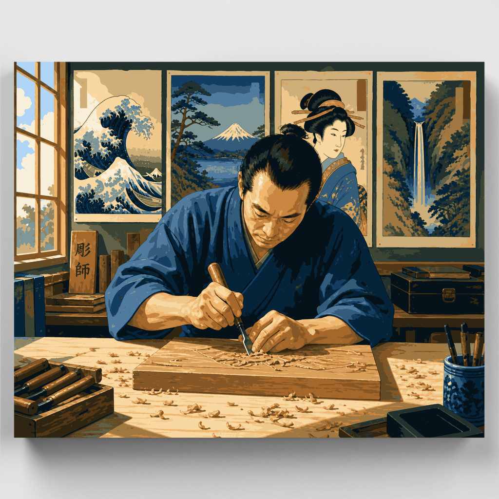 Banco de tallador de madera - Kit de pintura por números — Estándar