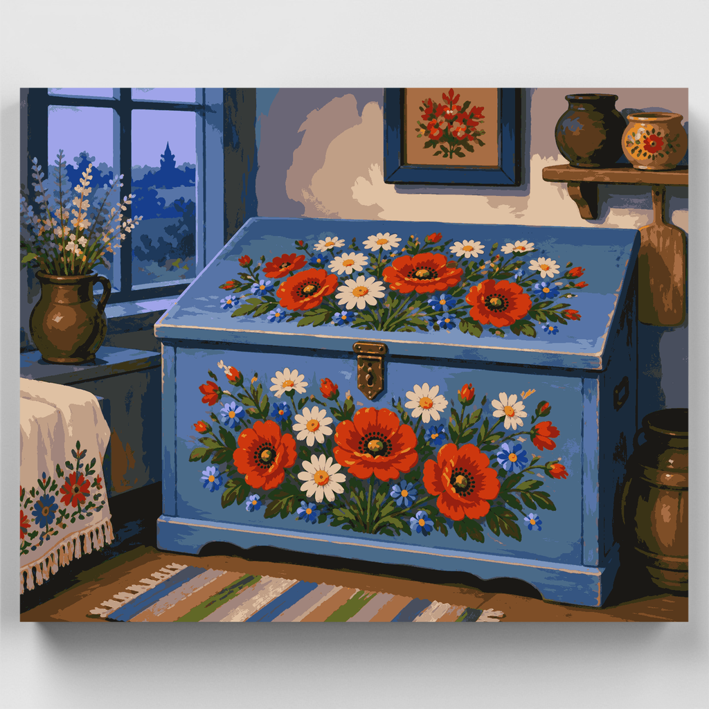 Zalipie Poppy Trunk - Paint by Numbers Kit