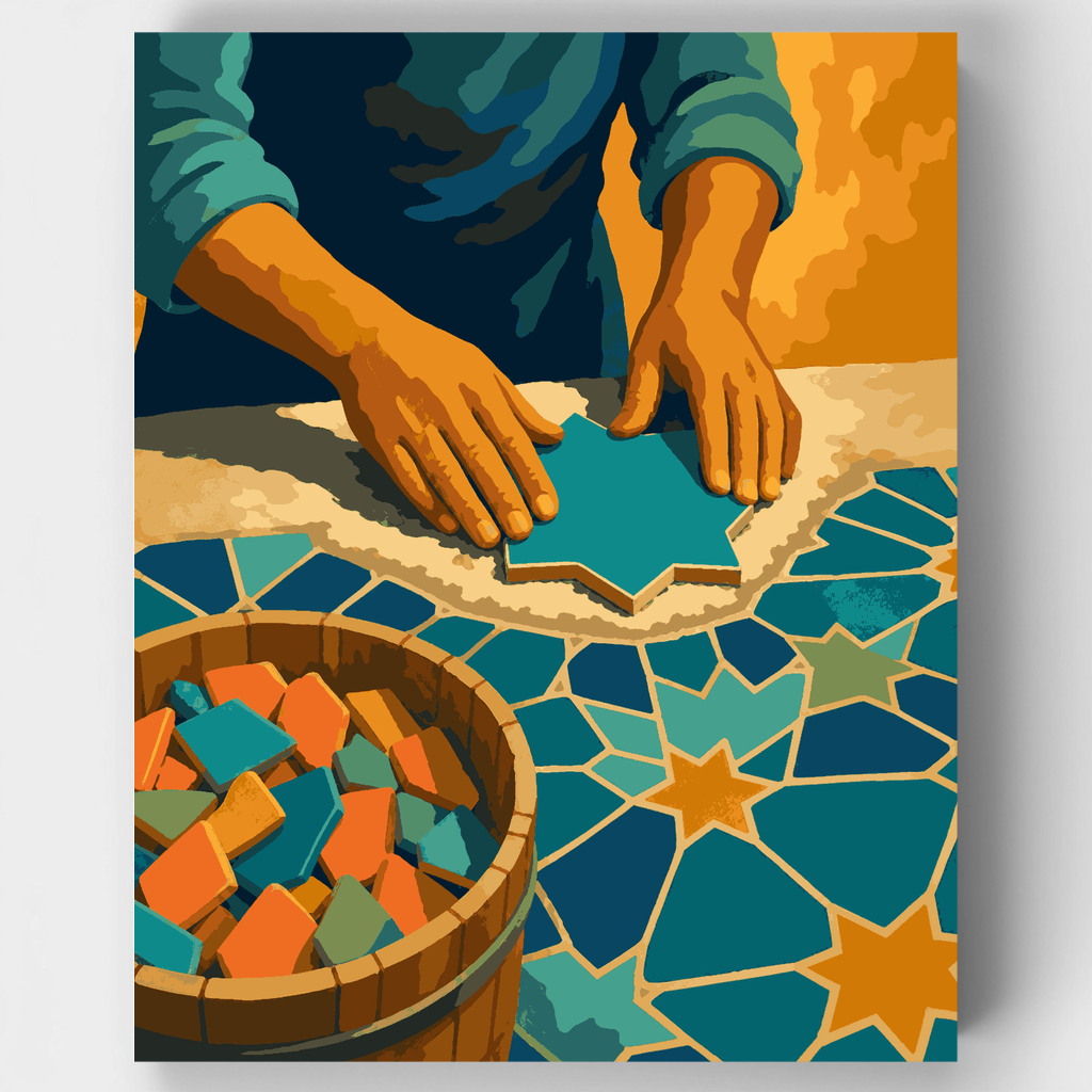 Kit de pintura por números: Artesanía de azulejos Zellige — Estándar